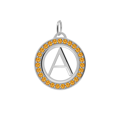 0.09 TCW Round Citrine Lab Made Diamond- November Birthstone Necklace 7
