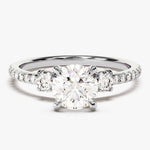 Stunning 1.0 CT Round Moissanite Engagement Ring with Three Stone & Pave Design 4
