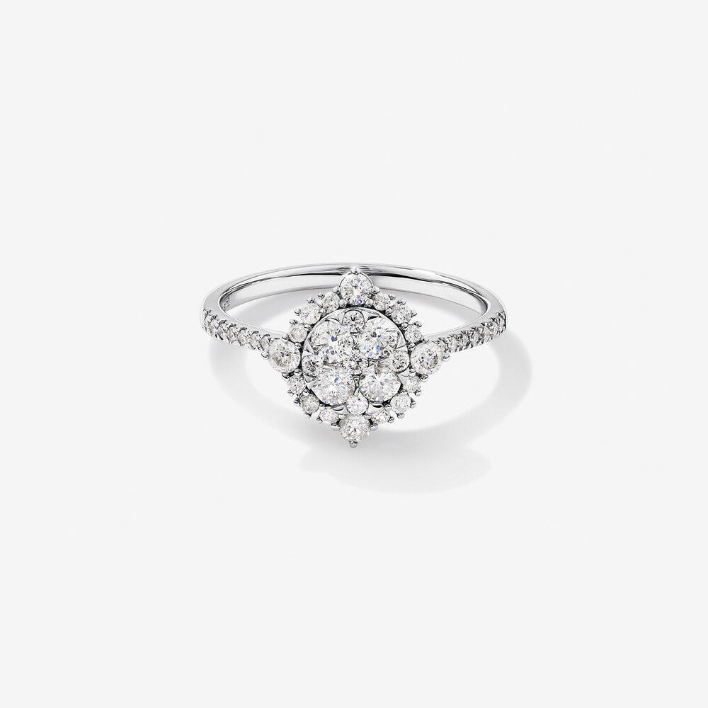 Stunning 0.3 TCW Round Moissanite Engagement Ring With Cluster Design 1