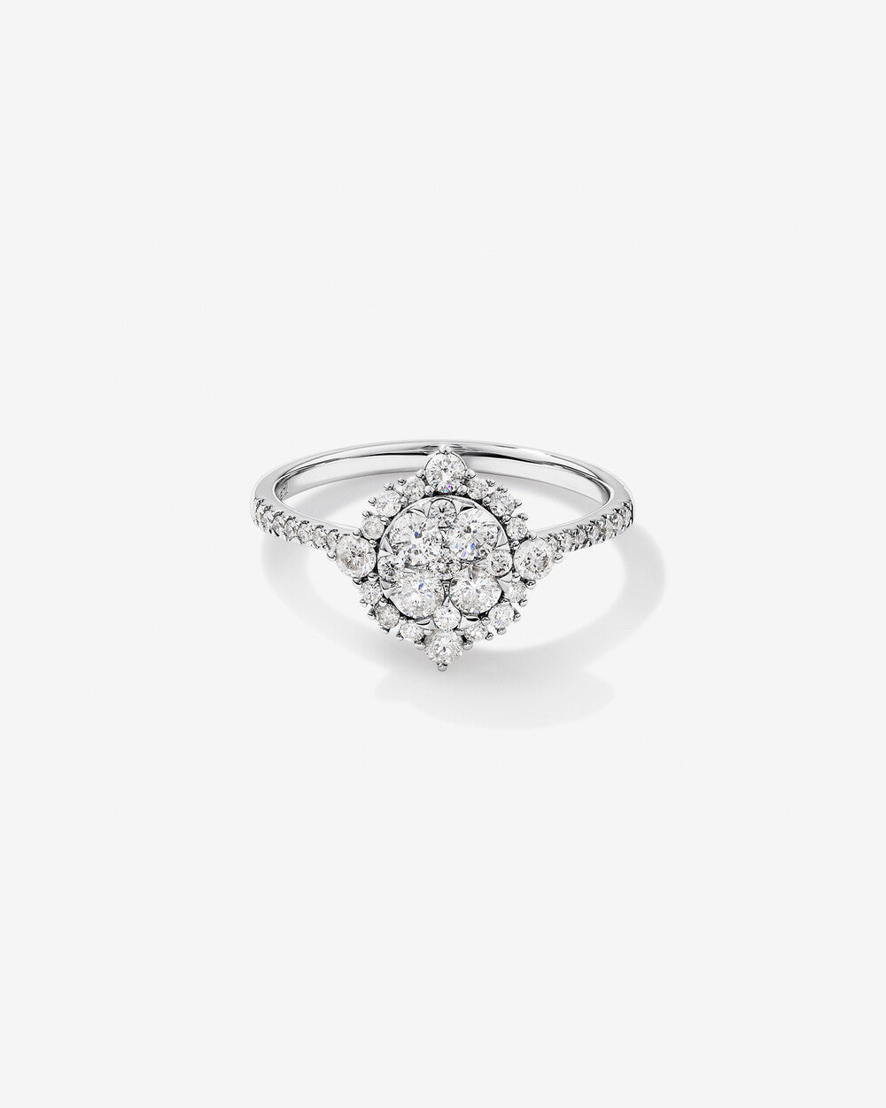 Stunning 0.3 TCW Round Moissanite Engagement Ring With Cluster Design 1