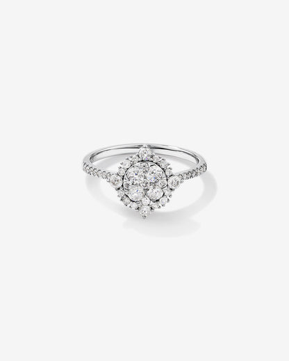 Stunning 0.3 TCW Round Moissanite Engagement Ring With Cluster Design 1