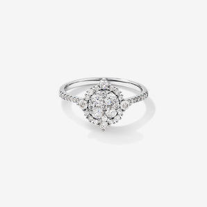 Stunning 0.3 TCW Round Moissanite Engagement Ring With Cluster Design