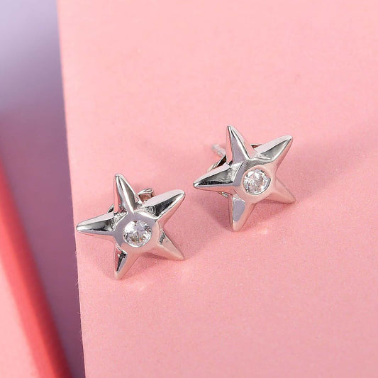Round Cut Cubic Zirconia in 925 Sterling Silver Earrings 2