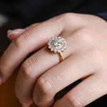 Stunning 0.5 - 1.5 CT Round Moissanite Engagement Ring with Double Halo Design 4