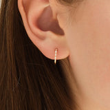 0.30 TCW Round Cut Moissanite Bar Hoops Earrings in Gold 5