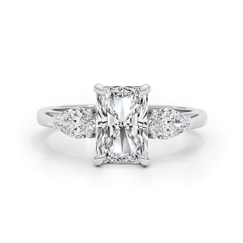 Classic 2.0 CT Radiant Moissanite Engagement Ring with Three Stone Design 1