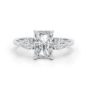 Classic 2.0 CT Radiant Moissanite Engagement Ring with Three Stone Design