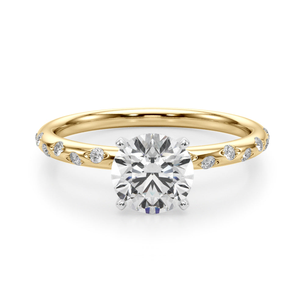 Stunning 0.50-1.50 CT Round Moissanite Engagement Ring with Two Tone & Pave Design 1