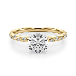 Stunning 0.50-1.50 CT Round Moissanite Engagement Ring with Two Tone & Pave Design