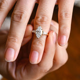 Stunning 1.0 - 2.0 CT Marquise Moissanite Engagement Ring with Three Stone and Hidden Halo Design 2