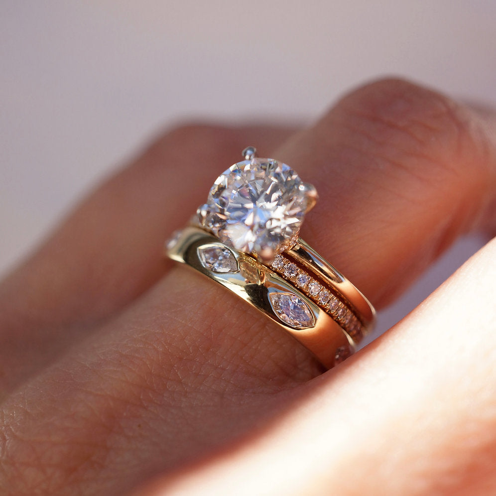 Stunning 0.2 TCW Marquise Moissanite Stones in Full Eternity Wedding Bands 6