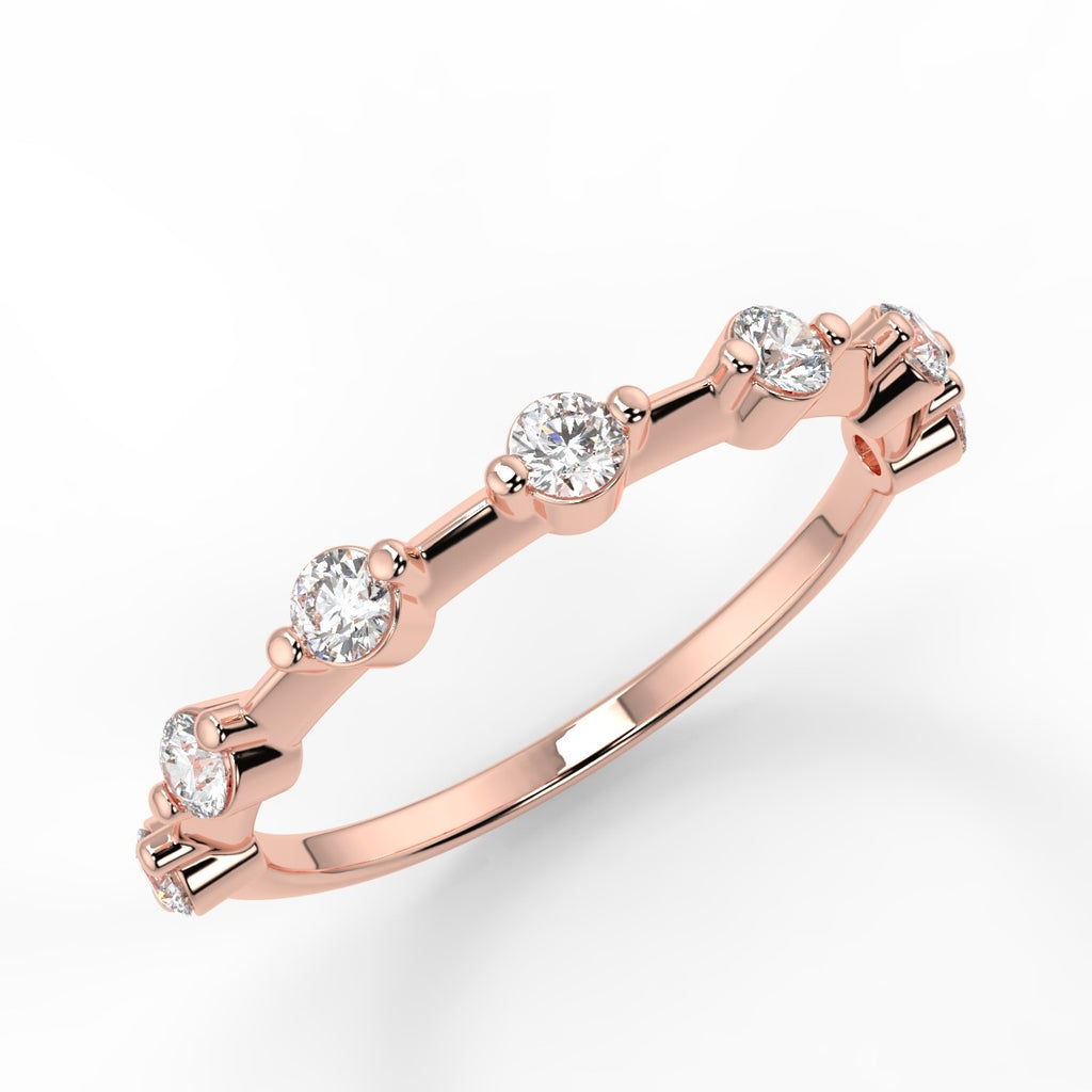 Stunning 0.28 TCW Round Moissanite Stones Dainty Wedding Band 9