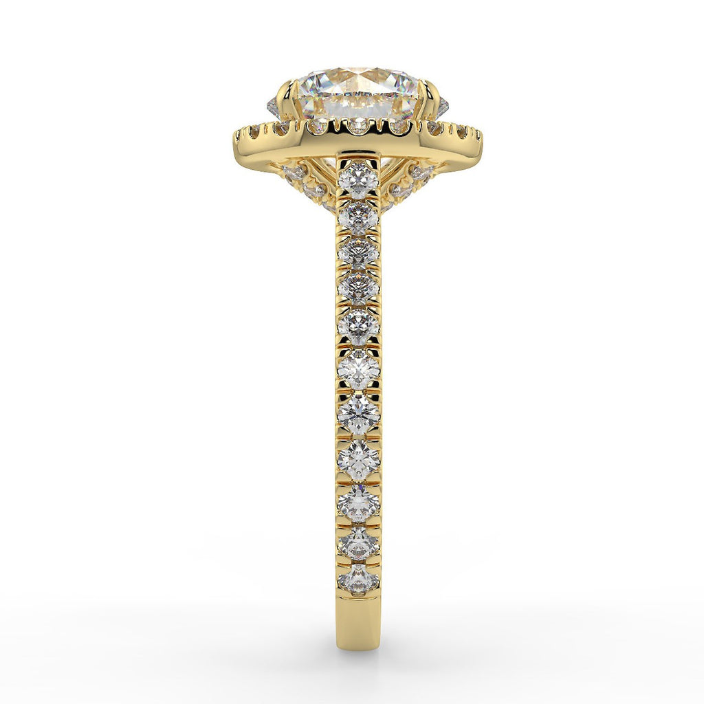 Stunning 2.0 CT Round Moissanite Engagement Ring with Halo & Pave Design 3