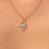 0.05 CT Round Moissanite Diamond Evil Eye Pendant Necklace in Solid Gold 4
