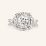 Stunning 1.0 CT Round Moissanite Engagement Ring with Double Halo Design 2