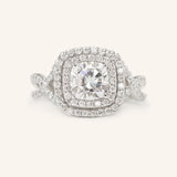 Stunning 1.0 CT Round Moissanite Engagement Ring with Double Halo Design 2