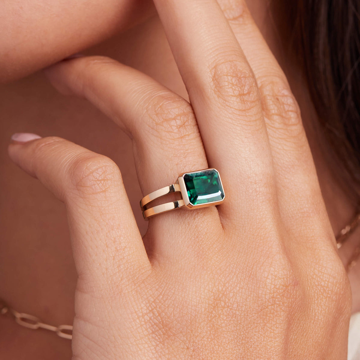 4 CT Emerald Emerald Lab Made Diamond-May Birthstone Engagement Ring 3