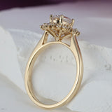 Stunning 1.0 CT Oval Cut Moissanite Engagement Ring with Cluster Halo Design 3