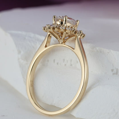 Stunning 1.0 CT Oval Cut Moissanite Engagement Ring with Cluster Halo Design 3