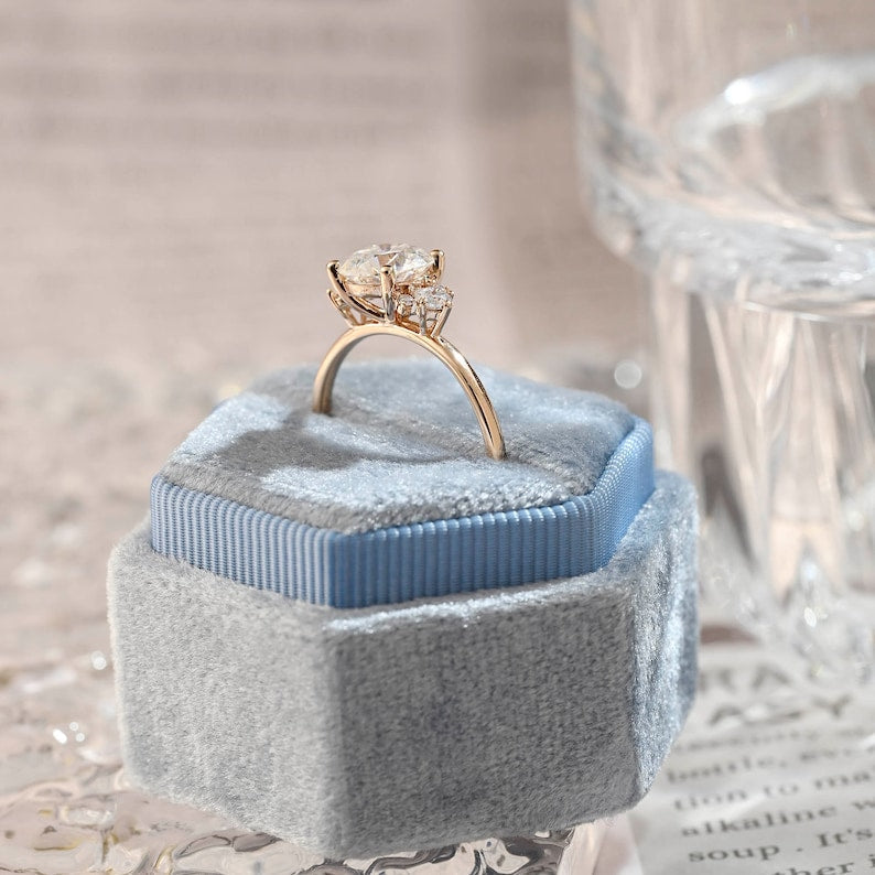 Stunning 3.0 CT Round Moissanite Engagement Ring with Cluster Design 7