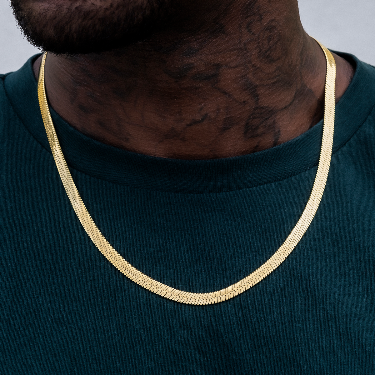Herringbone Chain Silver Necklace For Him 1