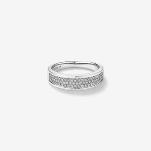 0.30 CT Round Moissanite Pave Men's Wedding Band in Solid Gold