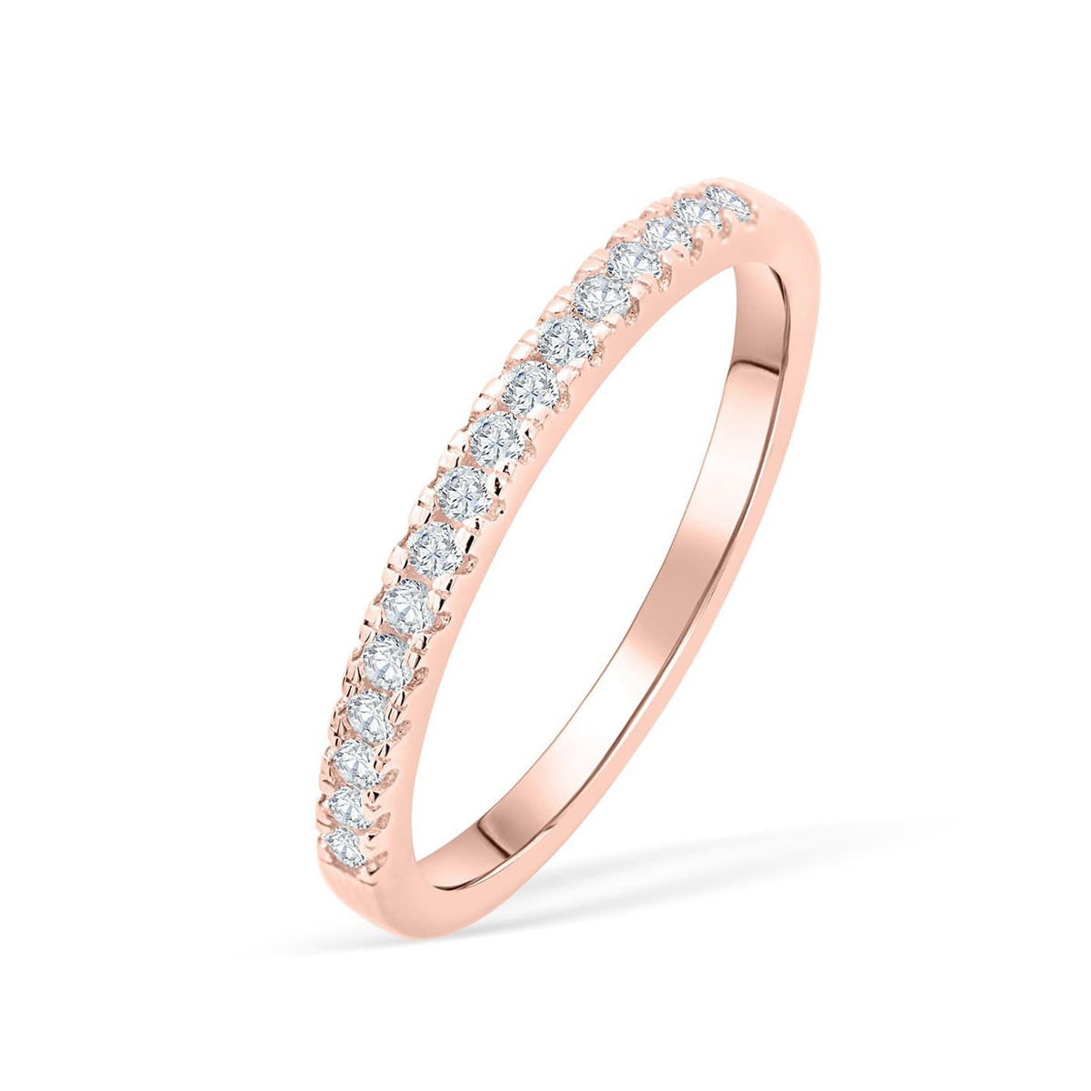 Stunning 0.2 TCW Round Moissanite Stone in Half Eternity Wedding Bands 2