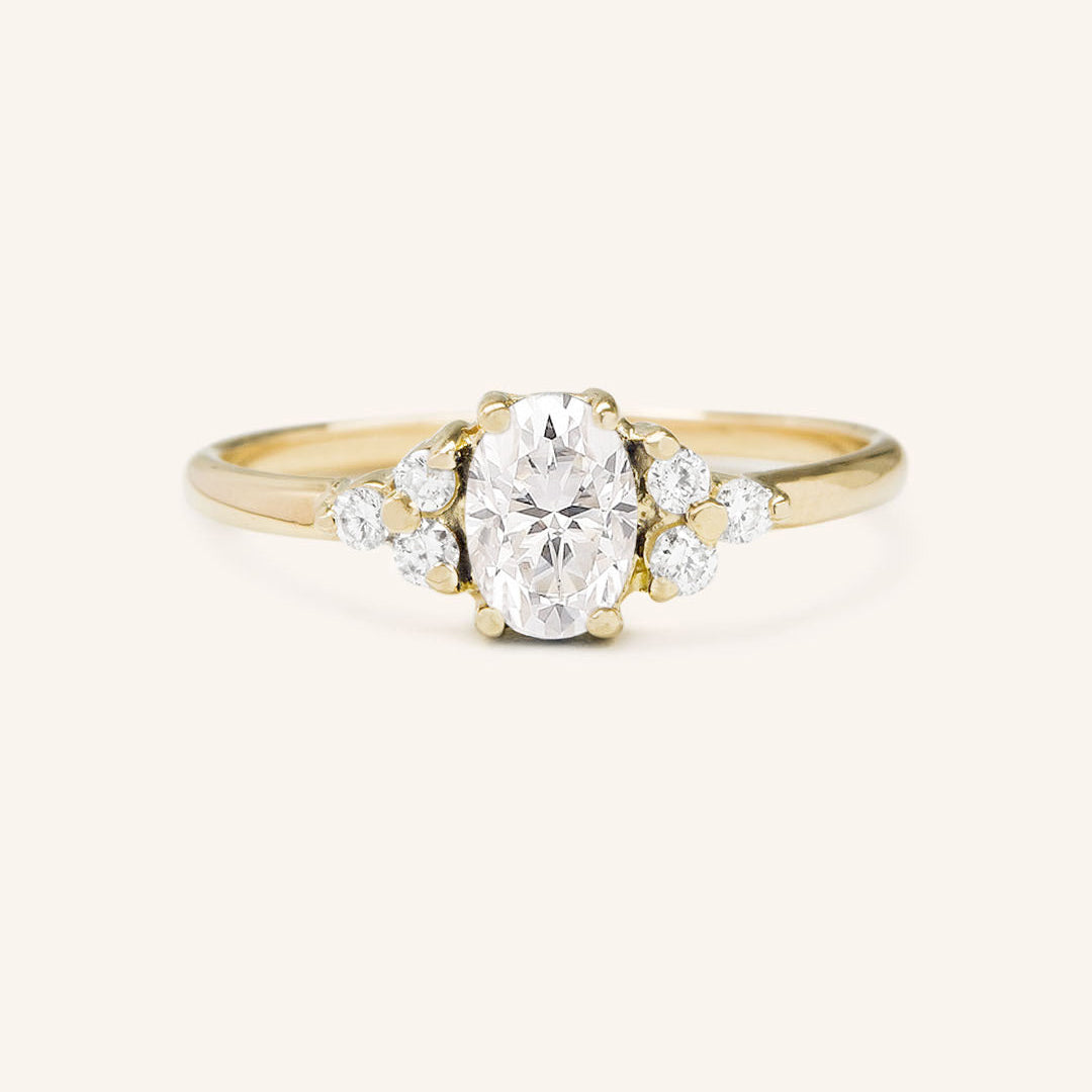 Stunning 1 CT Oval Moissanite Engagement Ring With Three Stone Design 1
