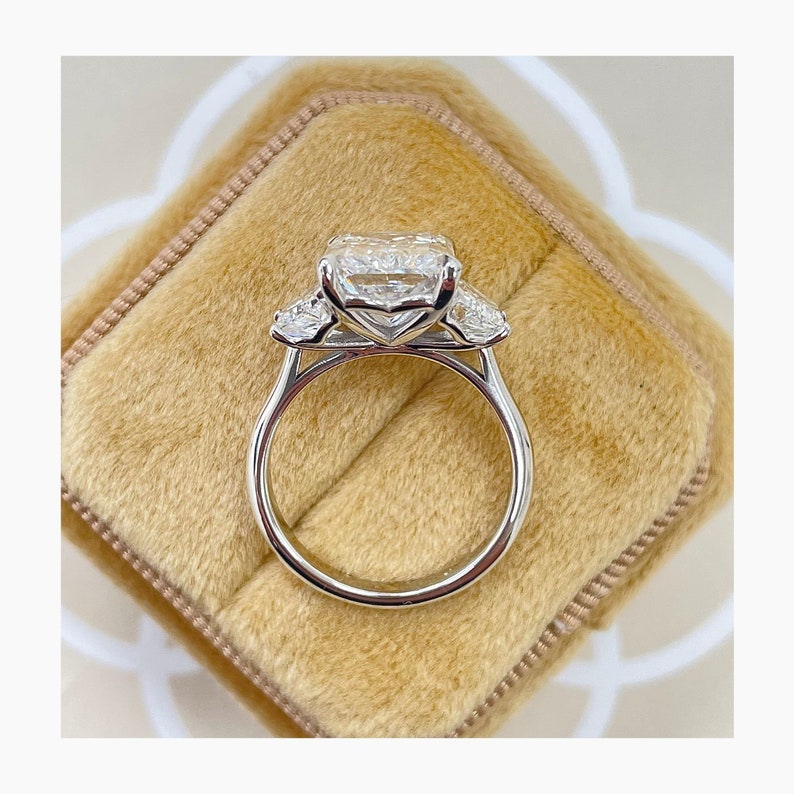 Stunning 4.0 CT Radiant Moissanite Engagement Ring with Three Stone Design 5