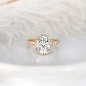 Stunning 2 CT Oval Moissanite Engagement Ring with Pave Design