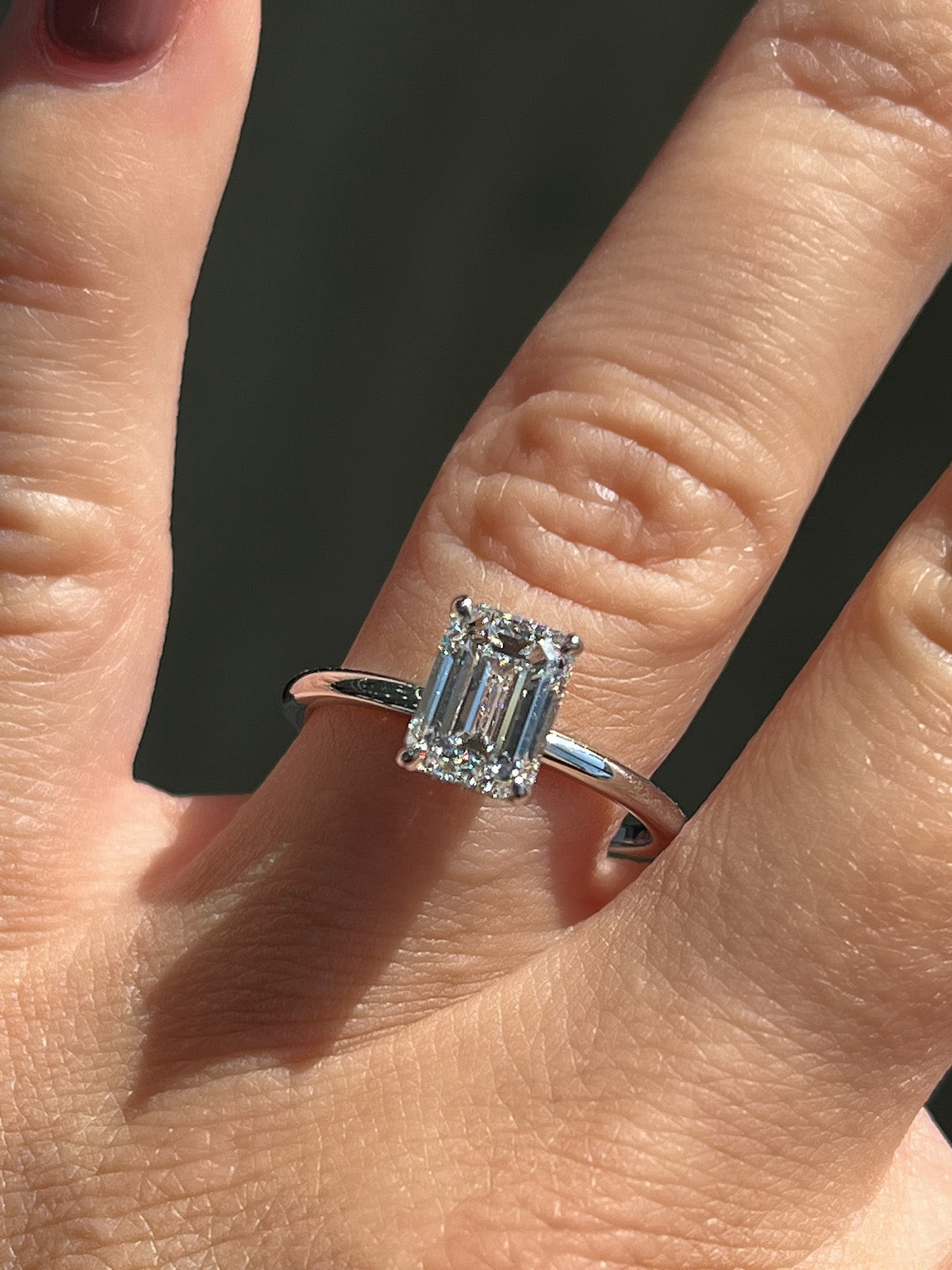 Stunning 1.70 CT Emerald Moissanite Engagement Ring with Hidden Halo Design 3