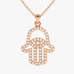 0.05 CT Round Moissanite Diamond Evil Eye Pendant Necklace in Solid Gold 3