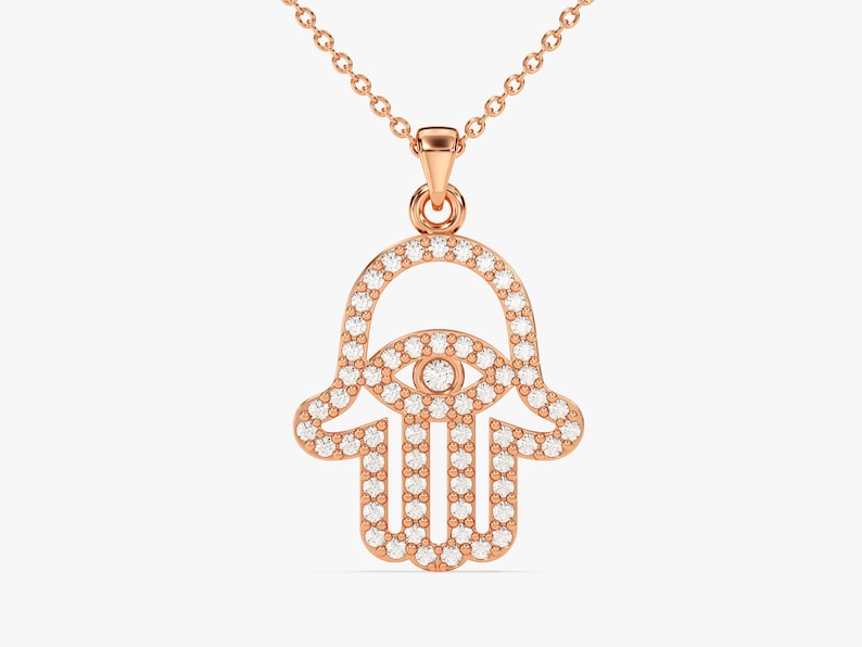 0.05 CT Round Moissanite Diamond Evil Eye Pendant Necklace in Solid Gold 3