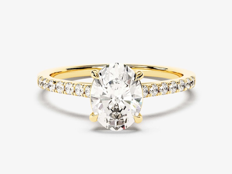 Stunning 1.0-2.0 CT Oval Moissanite Engagement Ring with Pave Design 1