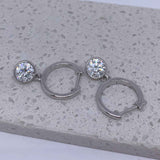 Round Cut Cubic Zirconia in 925 Sterling Silver Earrings 6