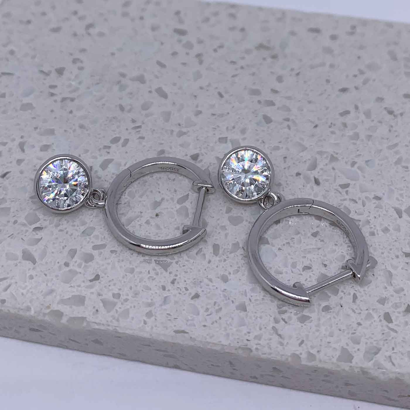 Round Cut Cubic Zirconia in 925 Sterling Silver Earrings 6