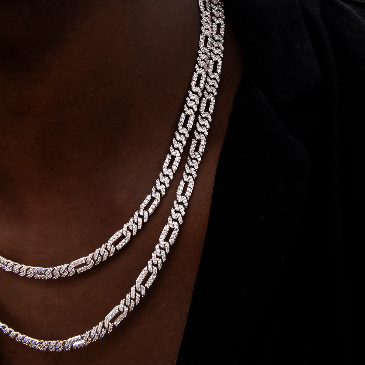 25 CT Round Moissanite Diamond Figaro Silver Necklace For Him 4
