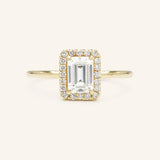 Stunning 1 CT Emerald Moissanite Engagement Ring with Halo Design 1