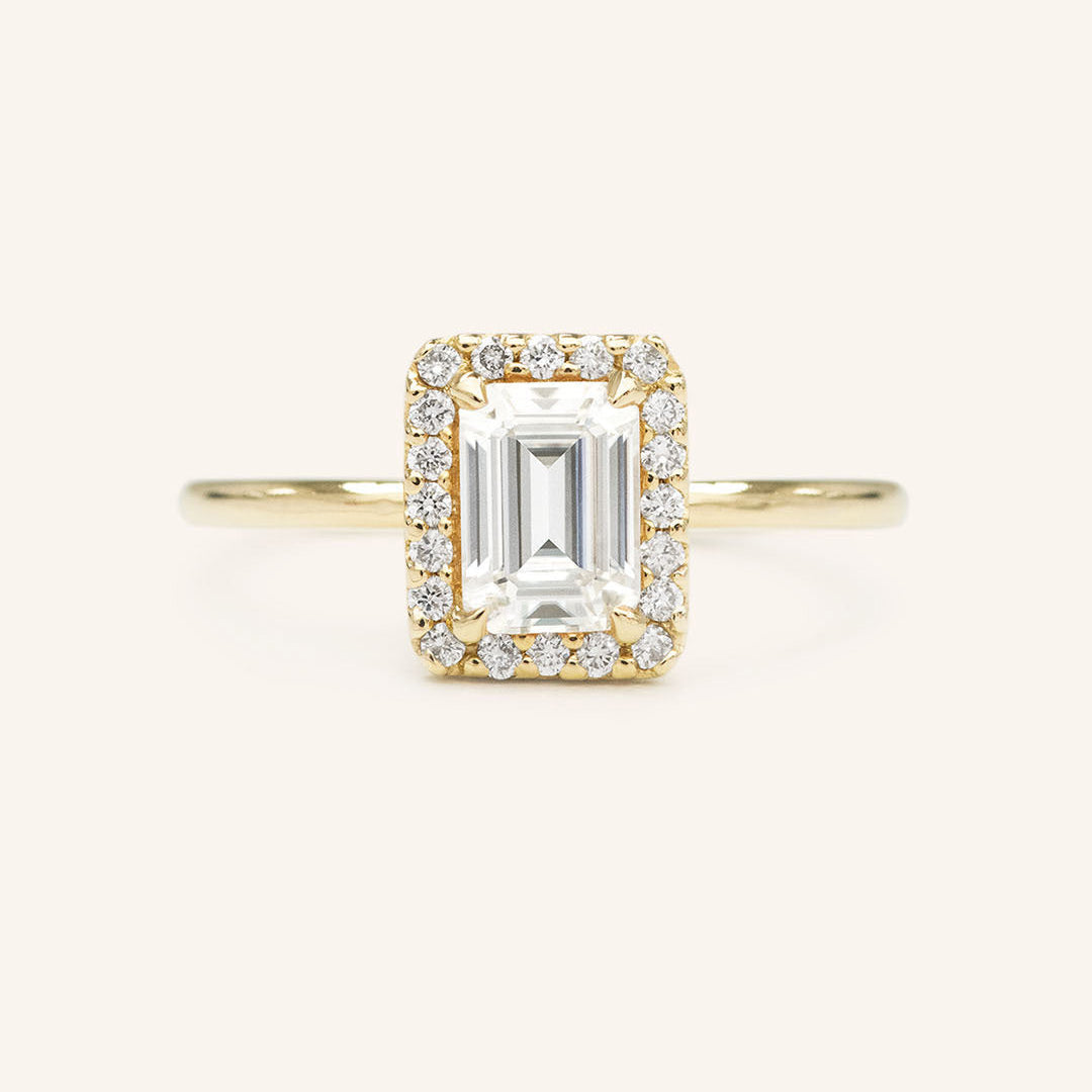 Stunning 1.24 CT Emerald Moissanite Engagement Ring with Halo Design 1