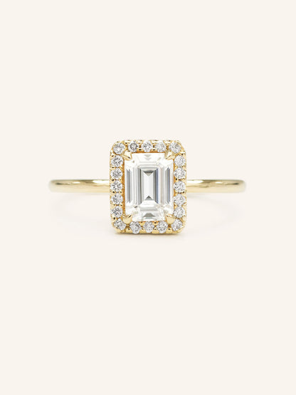 Stunning 1.24 CT Emerald Moissanite Engagement Ring with Halo Design 1