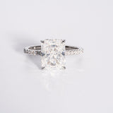 Stunning 4.0 CT Radiant Cut Moissanite Engagement Ring with Hidden Halo & Pave Design 1