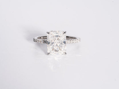 Stunning 5.0 CT Radiant Shape Moissanite Engagement Ring with Hidden Halo & Pave Design 1