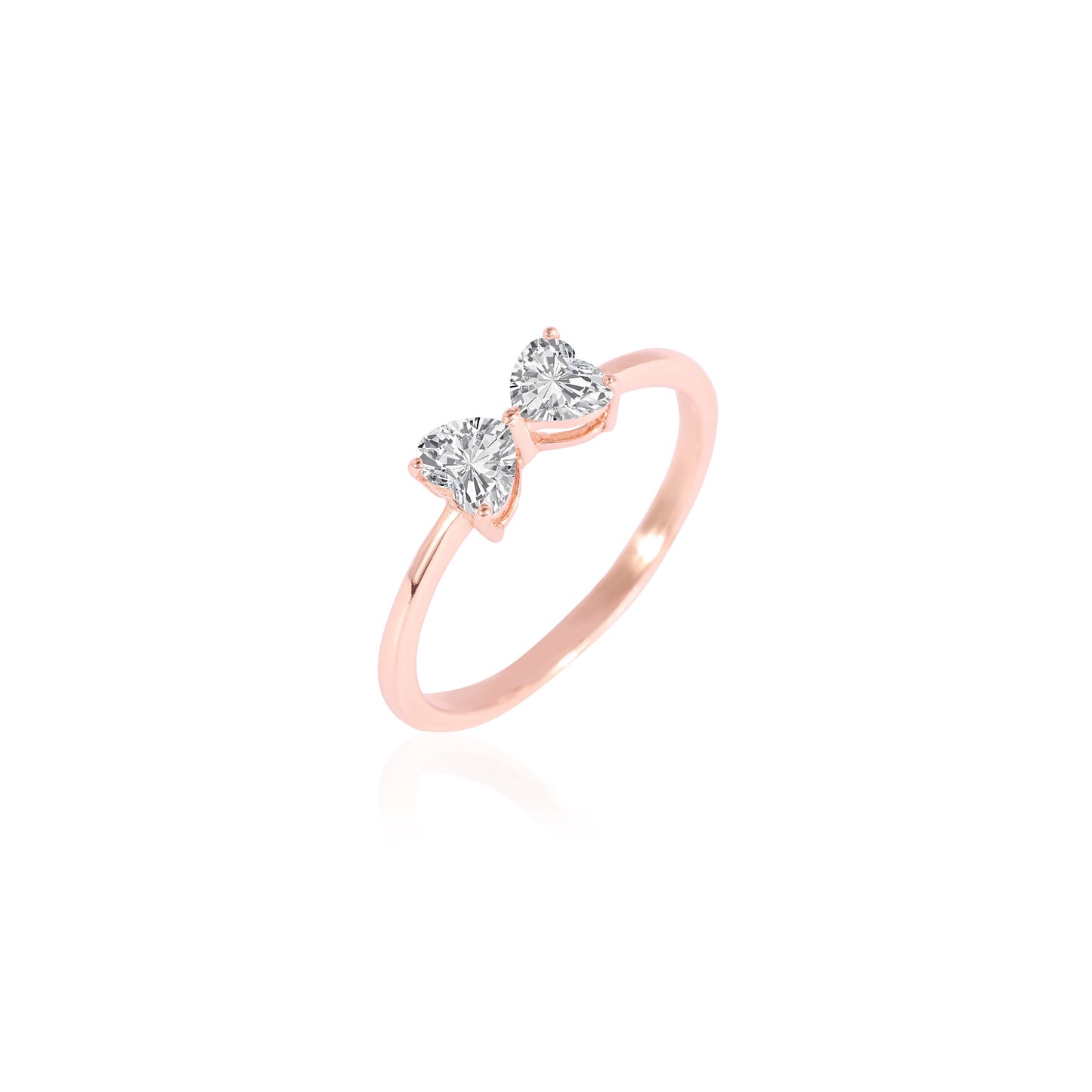 Stunning 0.30 TCW Heart Moissanite Stones Two Stone Wedding Band 3