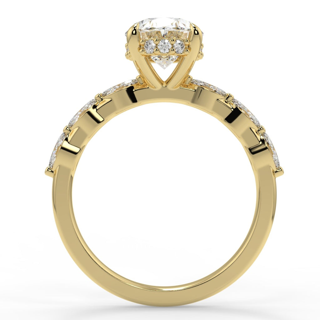 Stunning 2.11 CT Oval Moissanite Engagement Ring with Hidden Halo Halo & Pave Design 4