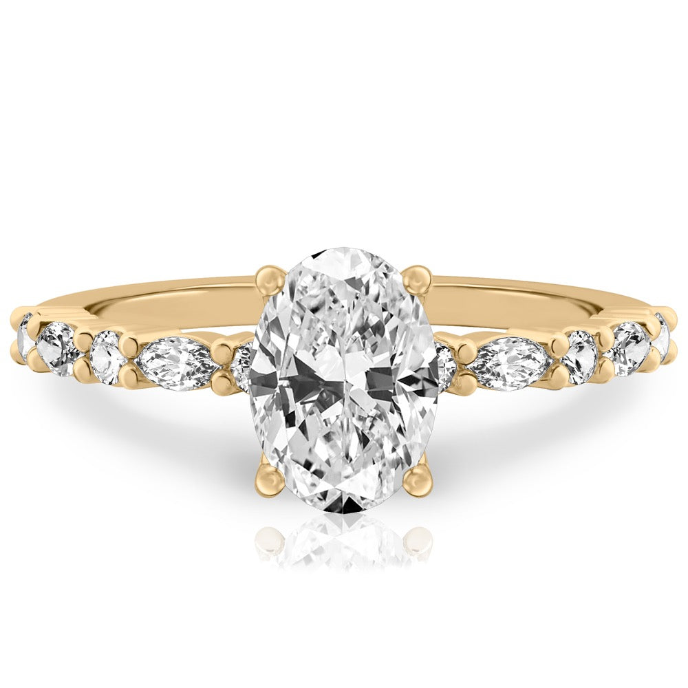 Stunning 1.0- 2.0 CT Oval Moissanite Engagement Ring with Pave Design 1