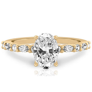 Stunning 1.0- 2.0 CT Oval Moissanite Engagement Ring with Pave Design