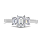 Stunning 0.7 CT Emerald Moissanite Stones Three Stones Engagement Ring 1