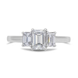 Stunning 0.7 CT Emerald Moissanite Stones Three Stones Engagement Ring 1