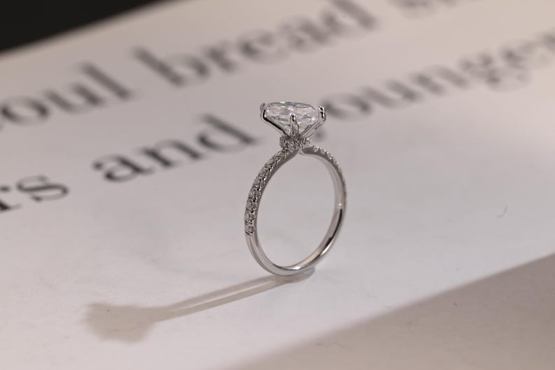 Stunning 1.0 - 2.0 CT Marquise Moissanite Engagement Ring with Pave Design 7