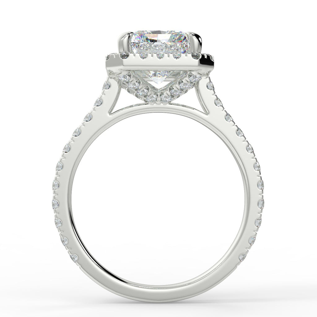 Stunning 2.45 CT Radiant Moissanite Engagement Ring with Halo & Pave Design 6